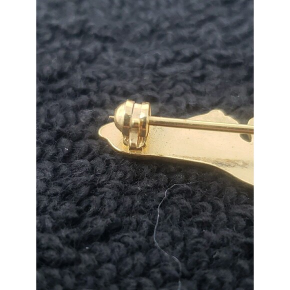 Vintage US Navy Submarine Warfare Insignia Dolphins Pin Gold Tone USN 1960s Tie - Picture 9 of 13